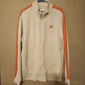 Nike Sportswear Men's Light Bone And Salmon Color Club Fleece Track Jacket Large